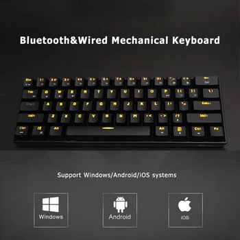 Bluetooth Mecanice de Gaming, Tastaturi Slim 61 Taste RGB Singur cu iluminare de fundal de Fundal a Sprijini Victorii/Android/iOS