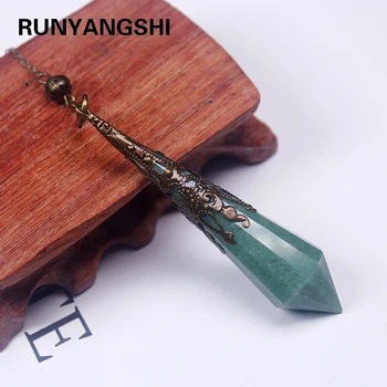 Runyangshi 1 buc Naturale aventurin piatra de cuart reiki pendul orgine energie Pandantiv Vindecare Pendulo Chakra Bijuterii