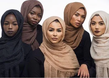 10buc/lot de Înaltă Calitate, Simplu 87 Culori Încrețite Bubble Eșarfă Șal cu Franjuri Musulmane Hijab Cap Înfășurați Voal