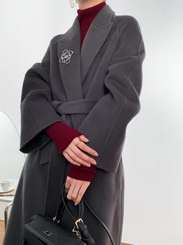 Noi Îngroșare a seta limita de timp potrivi guler cu dublă față-verso stofa de haina cașmir haina de sex feminin pot personalizate de dimensiuni mari