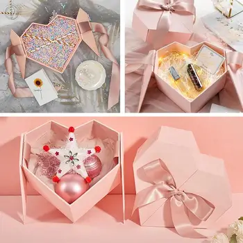 1 buc Inima în Formă de Cutie de Cadou de Crăciun Creative speță Cutie de Bomboane de Ziua Îndrăgostiților Cutie de Cadou