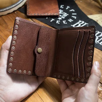AETOO Bărbați manual cap-strat cowleather portofel vintage personalitate tendință bani clip, scurt portofel