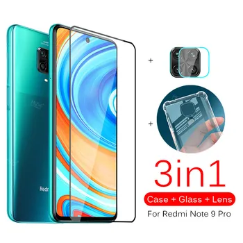 3in1 Caz Pentru Xiaomi Redmi Nota 9 Pro Tempered Glass Pentru Xiaomi Redmi Notă 9Pro Note9 Pro Note9pro Cameră foto Capac Spate Coque Xiomi