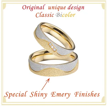 Aur Emery Alianța inele de nuntă pentru bărbați și femei, a lui și a ei 3 piatra doamnelor promisiunea de căsătorie deget inel