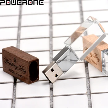 POWERONE unitate flash usb la USB2.0 Lemn de cristal pendrive 4GB 8GB 16GB 32GB 64GB 128GB gratuit logo-ul personalizat de stocare a datelor pe disc U pendrive