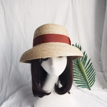 Franceză femei albe tăiate retro paie în formă de clopot bazin mic pălărie de comerț exterior parasolar original, vacanta, plaja pălărie de paie