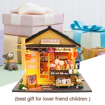 Cutebee DIY casă de Păpuși din Lemn, Case de papusi in Miniatura, Mobilier casă de Păpuși Kit de Jucării pentru copii de Anul Nou Cadou de Crăciun Casa