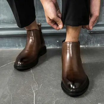 Toamna nouă Bărbați Cizme a Subliniat afaceri cizme din piele de înaltă calitate Bărbați Papuceii de Mari dimensiuni C22-72