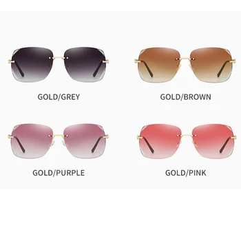 FEISHINI Supradimensionat ochelari de Soare Femei fără ramă diamantate Lentile de Brand Designer de Moda Nuante de Cristal Ochelari de Soare Doamnelor Pătrat