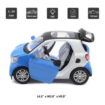 HOMMAT Inteligent Scara 1:24 ForTwo Modele de Vehicule Auto Aliaj Metal turnat sub presiune Jucărie Simulare pe Model de Masina Cadou Masini de Jucarii Pentru Copii Copii