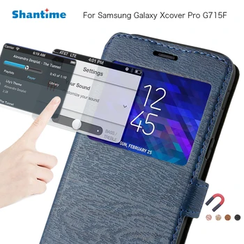 Piele PU Caz de Telefon Pentru Samsung Galaxy Xcover Pro G715F Caz Flip Pentru Galaxy Xcover Pro Fereastra de Vizualizare Caz Silicon Capac Spate