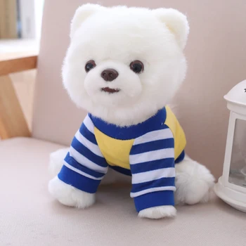 Drăguț artificiale câine jucărie de pluș, Pomeranian animal jucărie de pluș, alb Pomeranian toy papusa, jucarie pentru copii, cadou de Crăciun