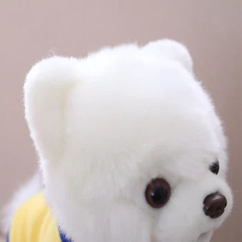 Drăguț artificiale câine jucărie de pluș, Pomeranian animal jucărie de pluș, alb Pomeranian toy papusa, jucarie pentru copii, cadou de Crăciun