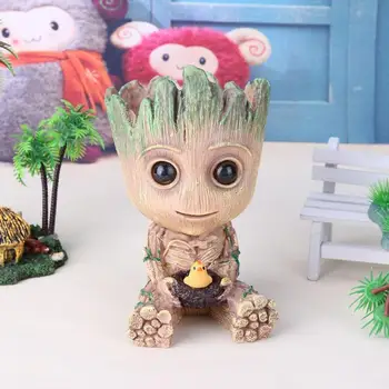 Groot Plantat Iarbă Copilul Ghiveci Decor Acasă Figurine de Jucărie Pen Oală PVC Model Erou Meserii Figurina Ghivece pentru Flori