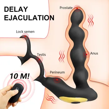 Masculin, Prostata pentru Masaj Vibrator Penis Vibrator Vibrator Inel Anal Plug Stimulator Dop de Fund Ejaculare întârziată Ring pentru Bărbați Jucarii Sexuale