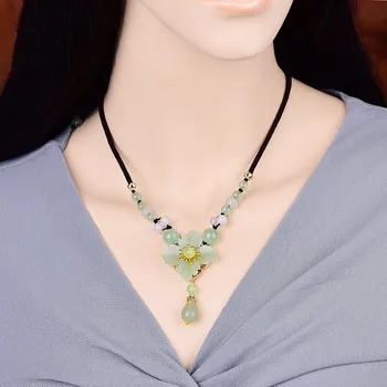 Cristal Neklace pentru Femei Etnice Floare de Moda Cravată Coliere pentru Femei 2019 Colier Statement Lanțul de Bijuterii Accesorii