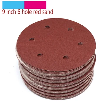 10BUC Cost-eficiente Roșu Oxid de Aluminiu 9 in 6 Gauri de 8 Găuri cu diametrul de 225mm Gips-carton de Șmirghel Abraziv Disk Disc de Slefuire