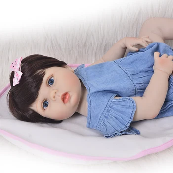 KEIUMI 23 Inch Fetita Păpuși de Silicon Complet Natural Corpul Copilului Renăscut Bonecas Manual Jucărie pentru Copii Pentru Copii Cadouri de Craciun