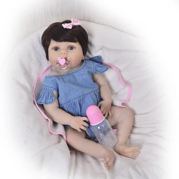 KEIUMI 23 Inch Fetita Păpuși de Silicon Complet Natural Corpul Copilului Renăscut Bonecas Manual Jucărie pentru Copii Pentru Copii Cadouri de Craciun