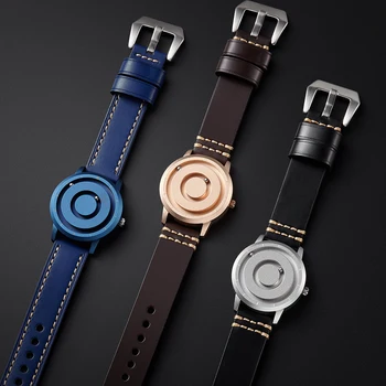 Noi și inovatoare de aur albastru metal magnetic paralel timp și spațiu ceas de bărbați la modă cuarț ceas simplu bărbați Ceas
