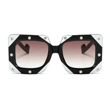 LongKeeper Moda Piața Diamant ochelari de Soare Femei 2021 Brand de Lux Punk Roz alb negru Supradimensionat Femei UV400 Ochelari