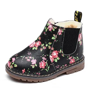 2018 noi copii tipărite Martin cizme de iarnă de îmbrăcăminte pentru copii fete plat cu cizme cald PU zăpadă cizme fete cizme Zip