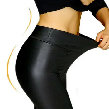 De Vânzare la cald Femei Stretch Negru Faux din Piele de Înaltă Talie pantaloni teaca Jambiere O Mărime Femei Ieftine Haine