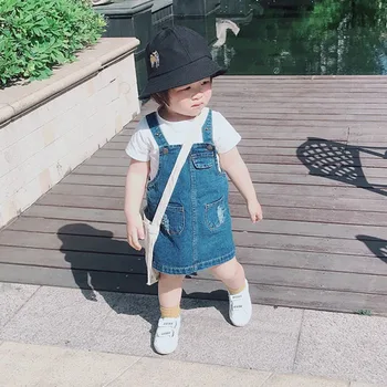 Rochie copil 0-5T Toddler Girls Fashion Cu Buzunar Drept Versatil Purtat Denim Curea Haine Minunate