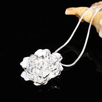 DOTEFFIL Argint 925 18 Inch Șarpe Lanț de Flori Pandantiv Colier Pentru Femei de Moda de Nuntă Farmec Bijuterii