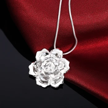 DOTEFFIL Argint 925 18 Inch Șarpe Lanț de Flori Pandantiv Colier Pentru Femei de Moda de Nuntă Farmec Bijuterii