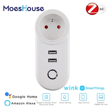 FR ZigBee3.0 Dual USB Wireless Plug Socket SmartThings App Control de la Distanță Echo Plus de Control Vocal Lucra cu Alexa de Start Google
