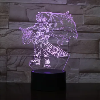 3D Lampa Final Fantasy Cloud Strife pentru Halloween Prezent senzor tactil 7 Culori cu Telecomanda Led Noapte Lumina Lămpii de Dropshipping 2019