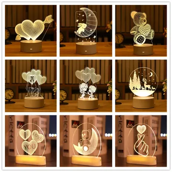 Dragoste 3D Lampa Acrilice LED Noapte Lumina de Ziua Îndrăgostiților Cadou de Nunta Decor Decor Copil de Dus Petrecere de Aniversare pentru Copii Decor de Paști