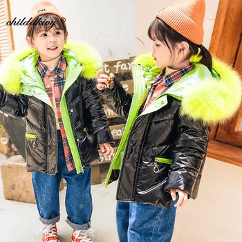 Fete de Iarnă costum de schi pentru Copii în Jos Jacheta pentru Fete caldă Copii Baby Haine de Blana cu Gluga îngroșa fată Copil drăguț Îmbrăcăminte exterioară 2-8 Y