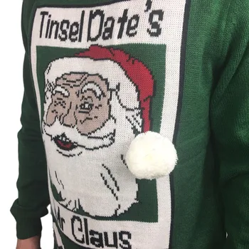 Amuzant Tricotate Urât Pulover de Crăciun pentru Bărbați Drăguț Mens Verde Urât Crăciun Pulovere Moș crăciun de Vacanță Pulover Jumper Supradimensionate S-2XL