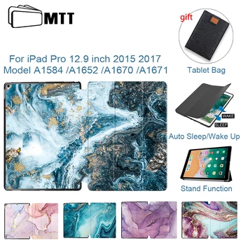 MTT Caz Pentru iPad Pro de 12.9 inch 2017 Marmură Piele PU Flip Stand Inteligent funda Tablet Folio Caz A1584 A1652 A1670 A1671