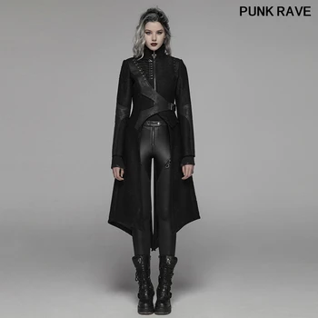 Moda Punk Party Club de Performanță Femei Sacou Lung Gotic Clasic Stand de Guler se leagă Neregulate Haina PUNK RAVE WY-1061XCF