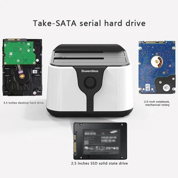 Blueendless 2 Bay SATA USB 3.0 HDD cabina de SSD cazul hdd Caddy Cutie de Hard Disk Extern de Andocare pentru 2.5/3.5 Offline Clona