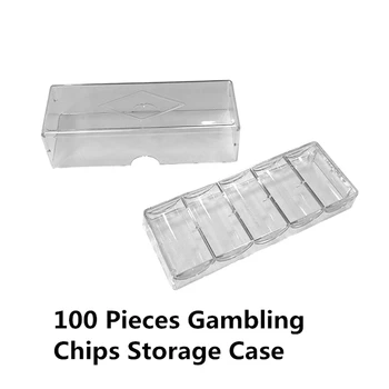 100 Buc/Set jocuri de Noroc Casino Chips-uri de poker Texas Hold ' em Mahjong Black Jack de 10 de tipuri de Valoarea nominală Chips-uri Acrilice Chips-uri de Stocare de Caz