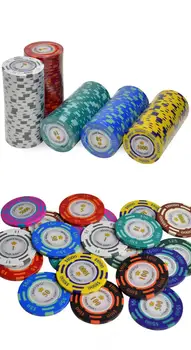 100 Buc/Set jocuri de Noroc Casino Chips-uri de poker Texas Hold ' em Mahjong Black Jack de 10 de tipuri de Valoarea nominală Chips-uri Acrilice Chips-uri de Stocare de Caz