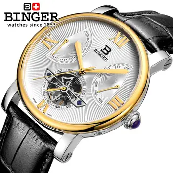 Elveția bărbați ceas brand de lux Ceasuri de mana BINGER Mecanice ceas Diver rezistent la apa curea din piele ceas BG-0408-3