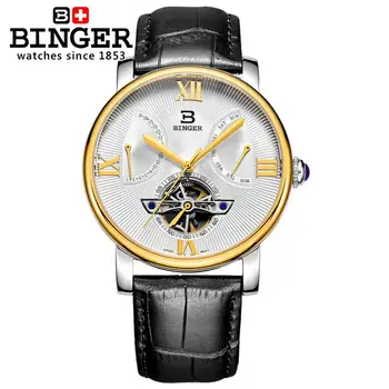 Elveția bărbați ceas brand de lux Ceasuri de mana BINGER Mecanice ceas Diver rezistent la apa curea din piele ceas BG-0408-3