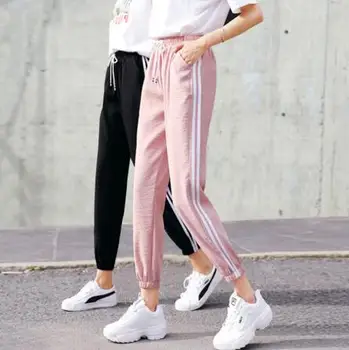 Moda Casual, Pantaloni de Trening-Side Stripe Femei Vrac Talie Elastic Imbracaminte Femei Pantaloni Noi Fundul 2019