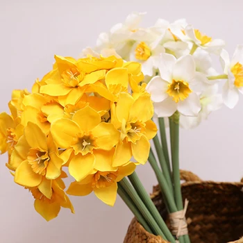 6Pcs/Buchet de Flori Artificiale Narcisa Mătase Buchet de Flori Pentru Nunta Decor Acasă Fals Buchet de Flori