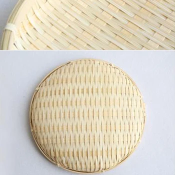 Bambus Țesut Coșuri De Paie Nivelul Rack De Răchită Pâine De Fructe De Depozitare A Alimentelor Bucătărie Decora Farfurie Rotund Sta Container