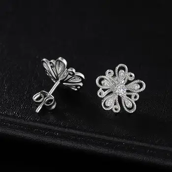 JewelryPalace Cubic Zirconiu CZ Milgrain Filigran floare Floare Stud Cercei Argint 925 Cercei Moda Bijuterii Cadou