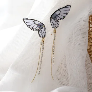 Basm Rășină Clar Fluture Picătură Cercei pentru Femeile de Culoare de Aur de Aliaj Stras Strălucitoare Ciucure Lung Cercei Bijuterii de Nunta