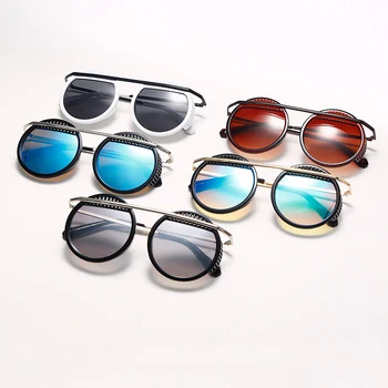 JASPEER Retro Rotund ochelari de Soare Barbati Punk UV400 Conducere Ochelari de Soare Femei Oglindă Steampunk Ochelari de Designer de Brand