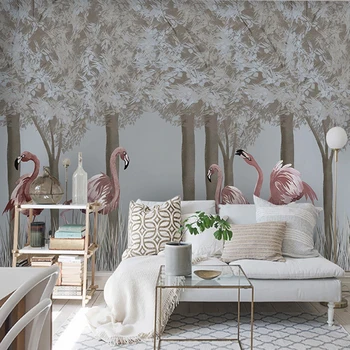 Personalizat Murale 3D Pictate manual Pădure Flamingo Camera Copiilor Camera de zi Dormitor Fundal Tapet de Perete care Acoperă Pictura pe Perete