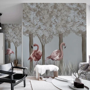 Personalizat Murale 3D Pictate manual Pădure Flamingo Camera Copiilor Camera de zi Dormitor Fundal Tapet de Perete care Acoperă Pictura pe Perete